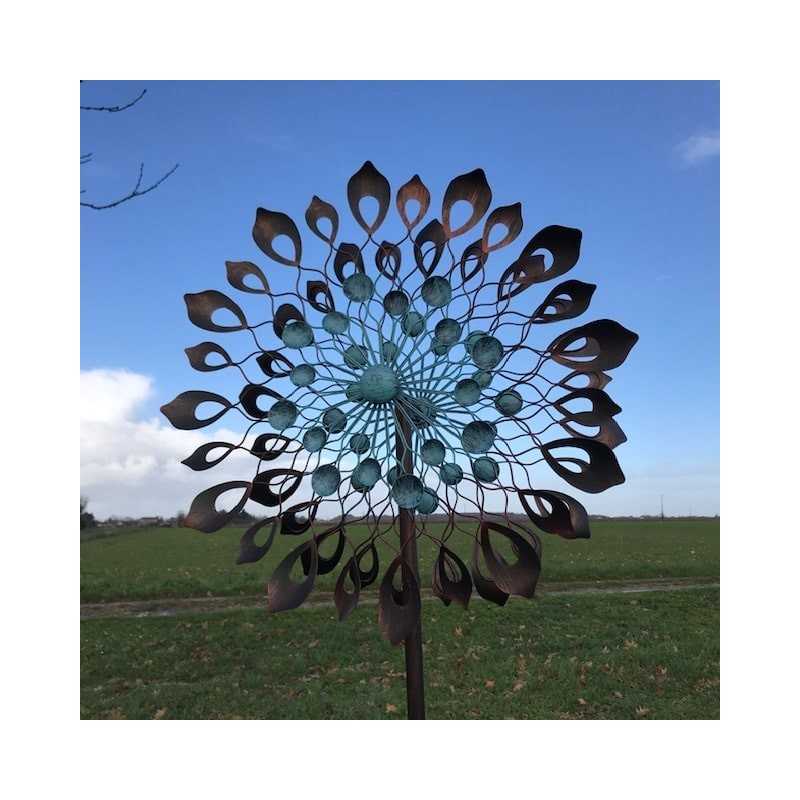 Dekorative Gartenwindmühle aus Eisen 213x60x27 Modell Budos mobiles Gartenornament Windspiel