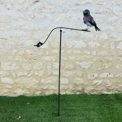 Buntes Gartenmobilé mit Vogel aus Metall H133