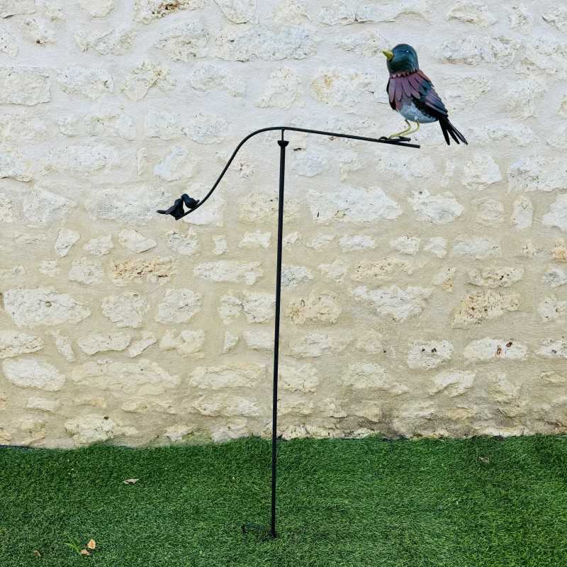 Buntes Gartenmobilé mit Vogel aus Metall H133