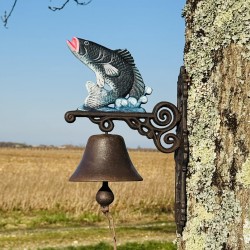 Wandglocke aus Gusseisen mit Fischmotiv, Seitenansicht
