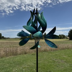 Außendesign Windmühle aus Metall – dekorative Gartenwindmühle Azay-le-Rideau 63 cm