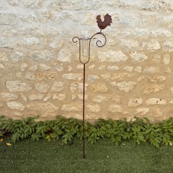 Dekorativer Regenmesser Hahn aus patiniertem Metall – 132 cm – Messglas 35 mm – Lézard du Jardin