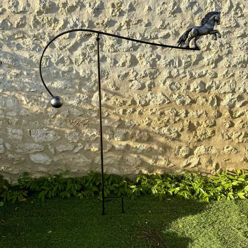 Mobile de jardin inox Pferd aufbäumend – 160 cm – Design Reiterskulptur – Lézard du Jardin