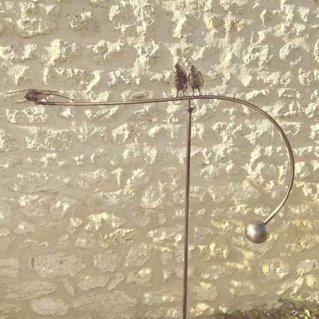 Mobile de jardin inox mit Metall-Schwalben – design- und poetische Windskulptur Lézard du Jardin