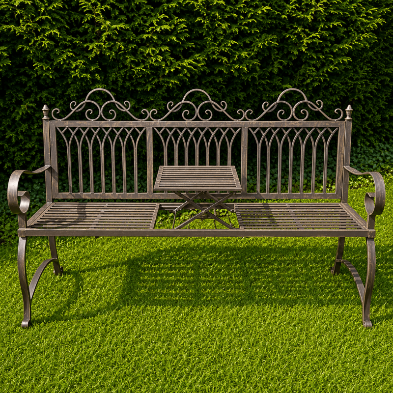 Gartenbank 3-Sitzer mit abgesenkter Tischfläche