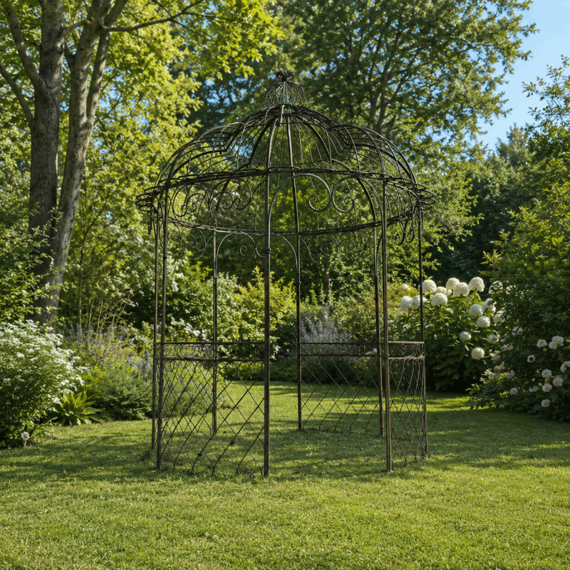 Gartenpavillon aus Metall | Braun patiniert Ø 225 cm