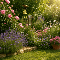 Gartenregenmesser mit Frosch und Messglas
