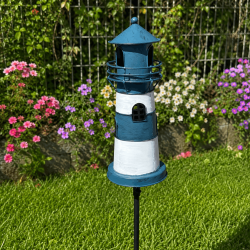 Dekorative blaue und weiße Leuchtturm-Dekoration – Rückansicht