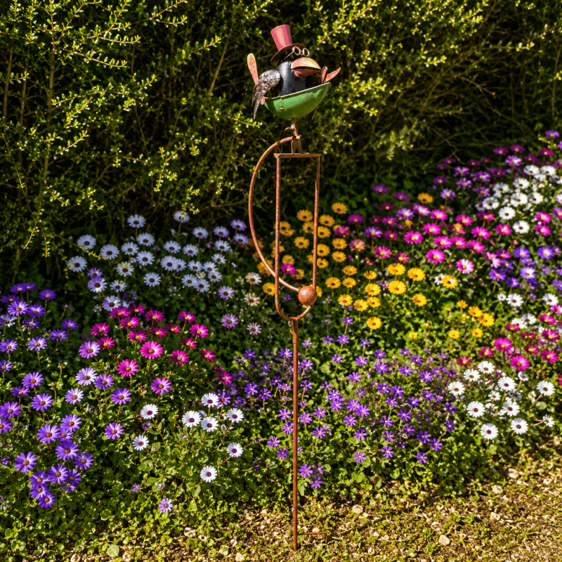 Garten-Mobile mit Wippmechanismus Rabe Steampunk – Rückansicht
