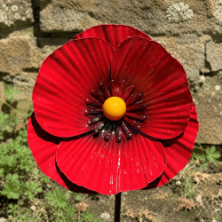 Set mit 3 dekorativen Mohnblumen aus Metall zum Stecken