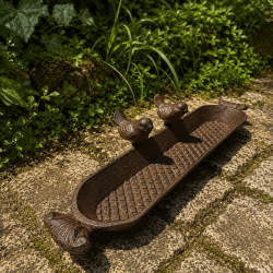 Vogelbad aus Gusseisen mit 3 Vögeln | 30,5 cm