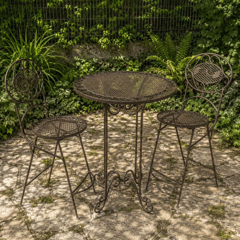 Gartenmöbel mit Stehtisch – Bistroset aus Metall, 3-teilig