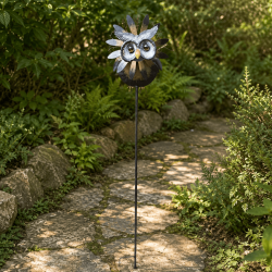 Hohes Gartenwindrad mit Eulenmotiv – 145 cm