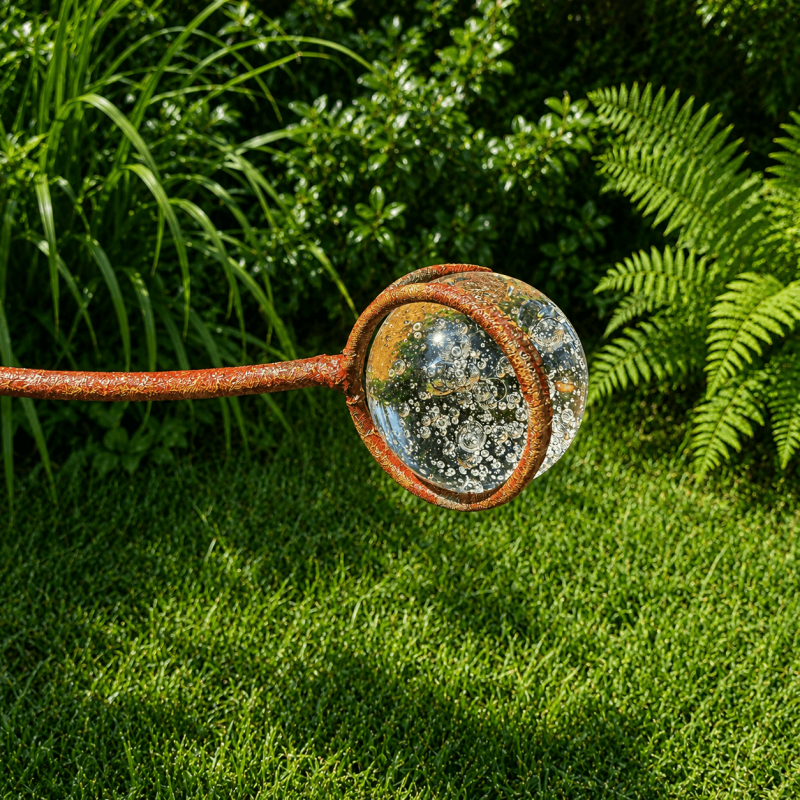 Gartenpendel mit Rabe und Regenschirm – beweglicher Gartenstecker aus Metall
