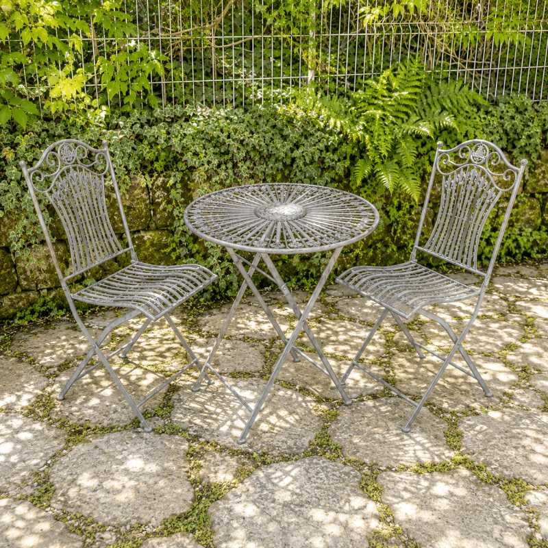 Gartenmöbel-Set für 2 Personen in Antikgrau