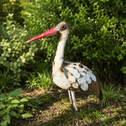 Gartenfigur Storch aus recyceltem Metall