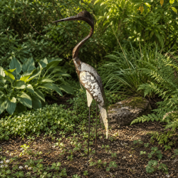 Dekorative Reiher-Gartenskulptur in Braun und Elfenbein