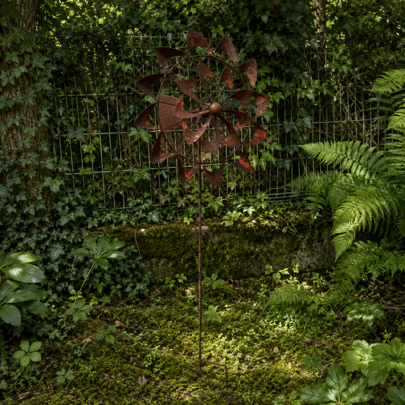 Gartenwindrad mit Windfahne | H 205 cm