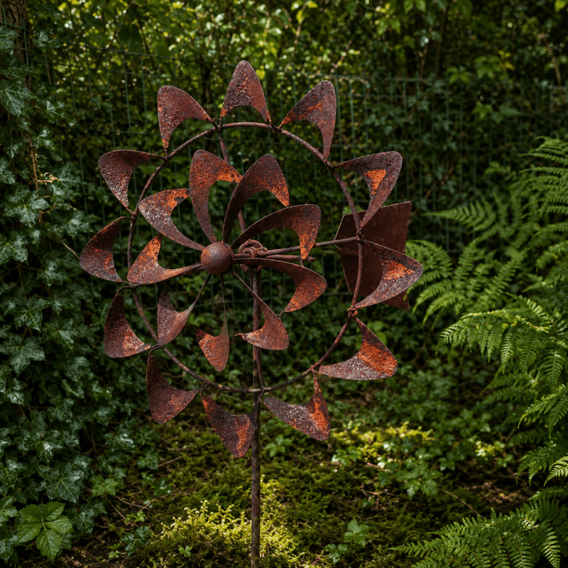 Gartenwindrad mit großem Rotor Ø 57 cm und kleinem Rotor Ø 30 cm