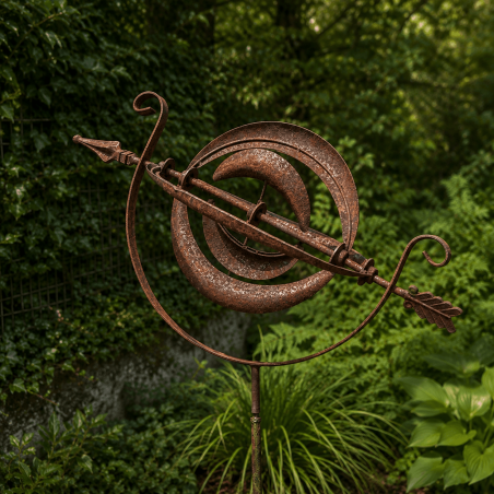 Detail der beweglichen Ringe und Mondsicheln der Armillarsphäre