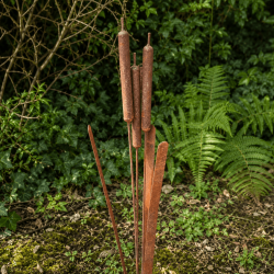Rohrkolben aus Metall für den Garten – Rostoptik 145 cm