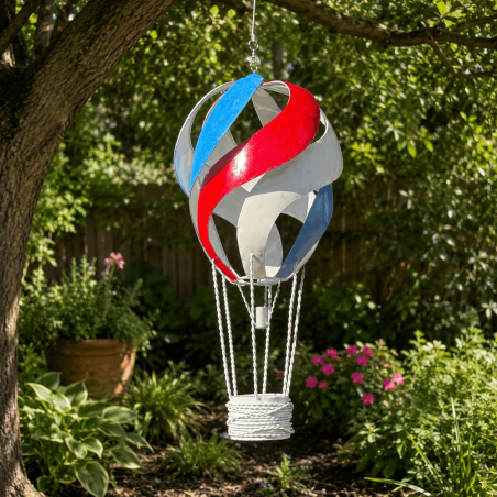 Heißluftballon-Laterne aus Metall – Vorderansicht