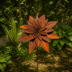 Dekorativer Gartenstecker Lotusblume in Rostoptik – 160 cm