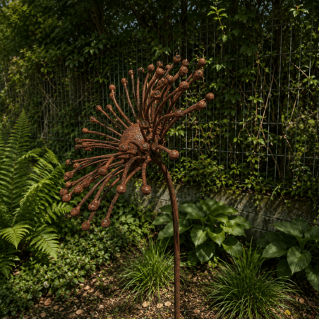 Dekorative Metallblume mit kugelförmigem Blütenzentrum