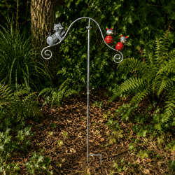 Wippfigur Katze und Maus aus Metall auf Stab