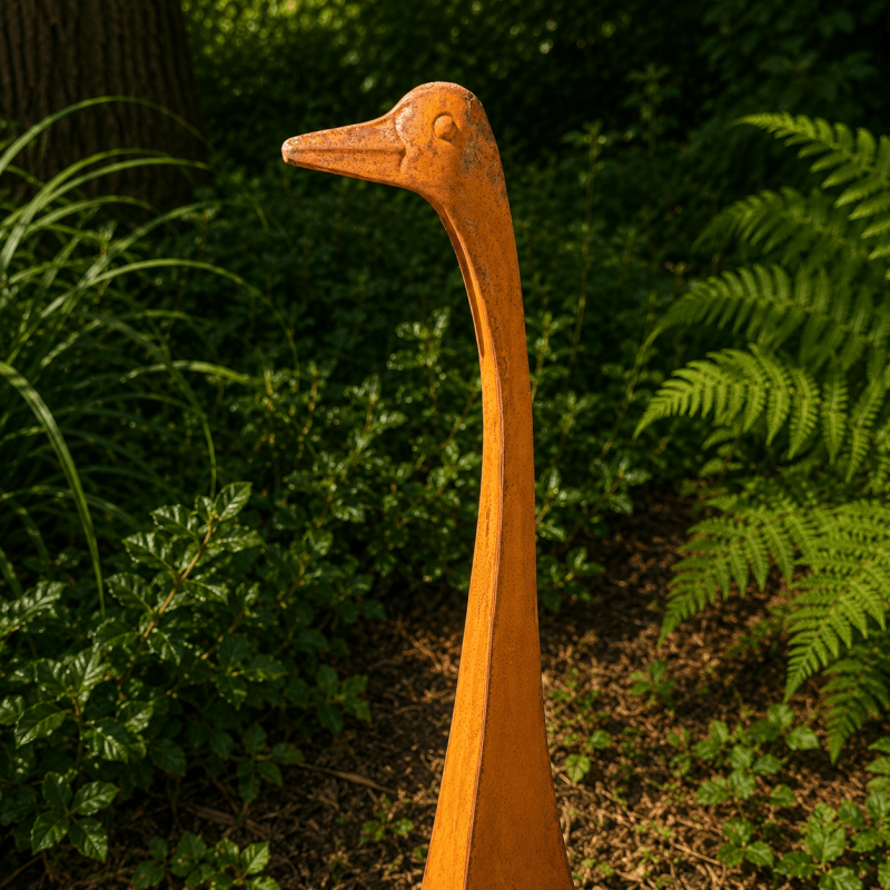 Langer Hals der rostfarbenen Metallgans