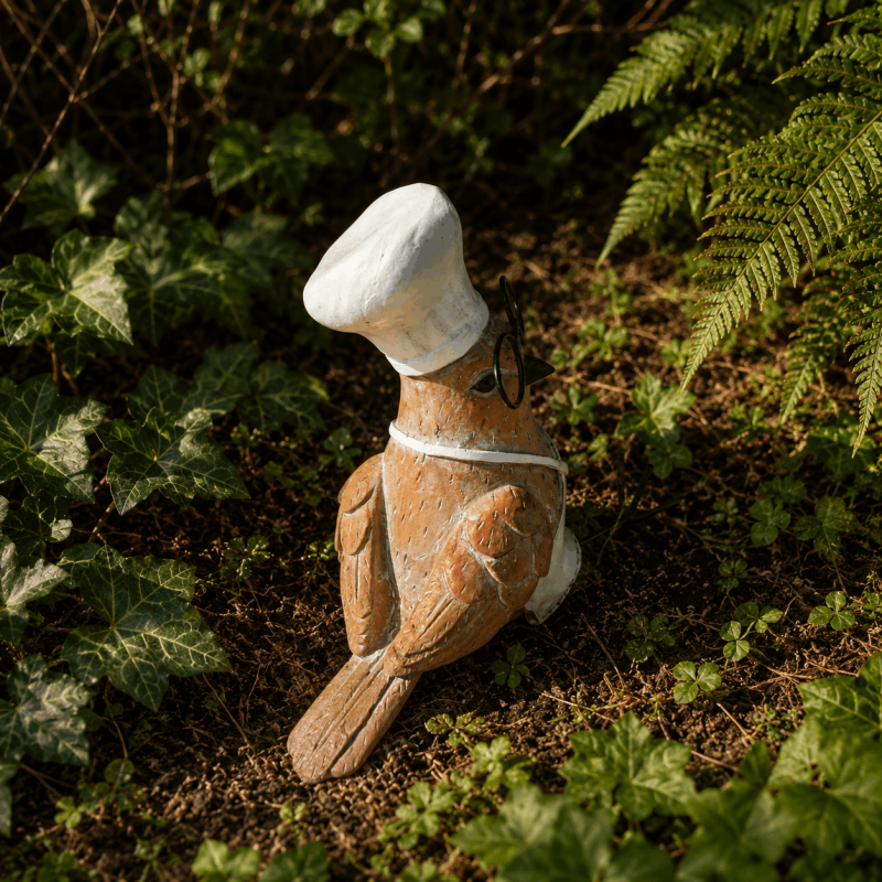 Vogelfigur als Koch mit Brille | Küchendeko 12 cm