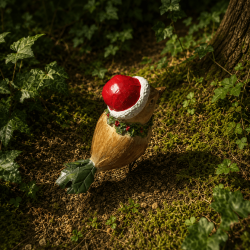Seitenansicht des Weihnachtsvogels mit grüner Schwanzpartie