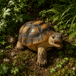 Schildkrötenfigur aus Kunstharz mit braunem Panzer