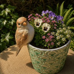 Kleine Vogel-Dekoration mit natürlichem Gefieder