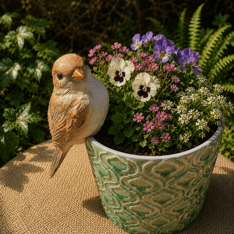 Kleine Vogel-Dekoration mit natürlichem Gefieder