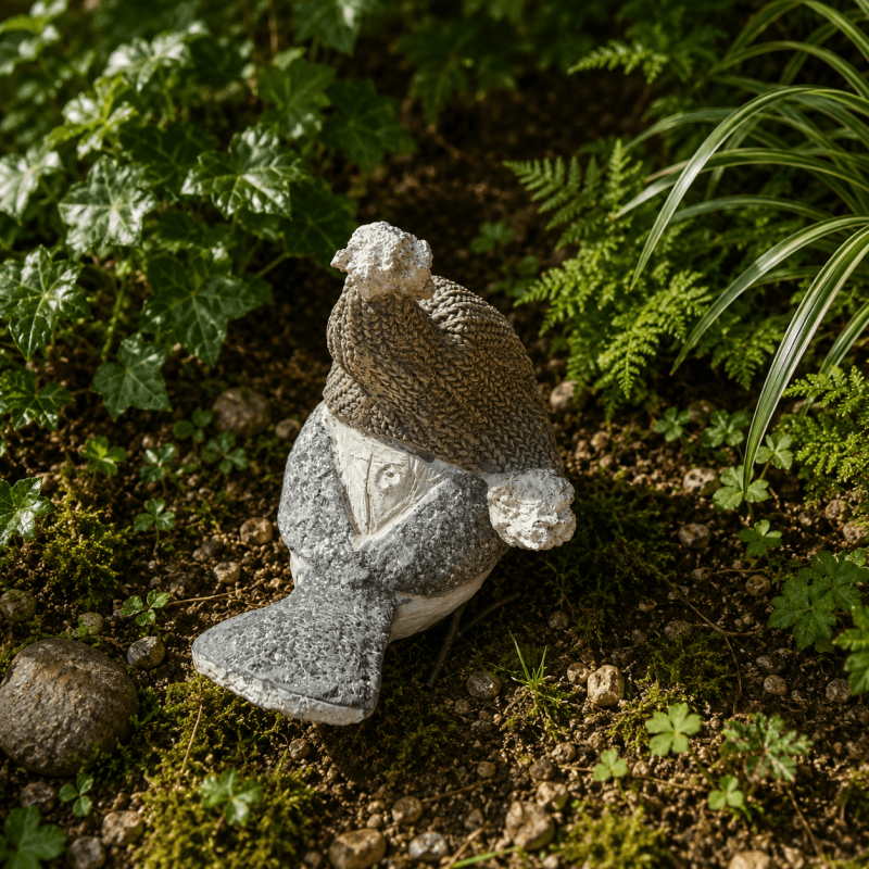 Rückansicht der Weihnachts-Vogelfigur aus Kunstharz