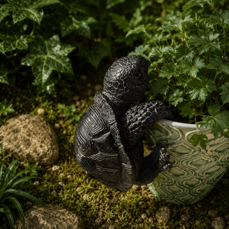 Dekorative Schildkröte zum Einhängen an ein Pflanzgefäß