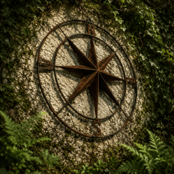 Dekorative Metall-Windrose als Wanddekoration für den Garten