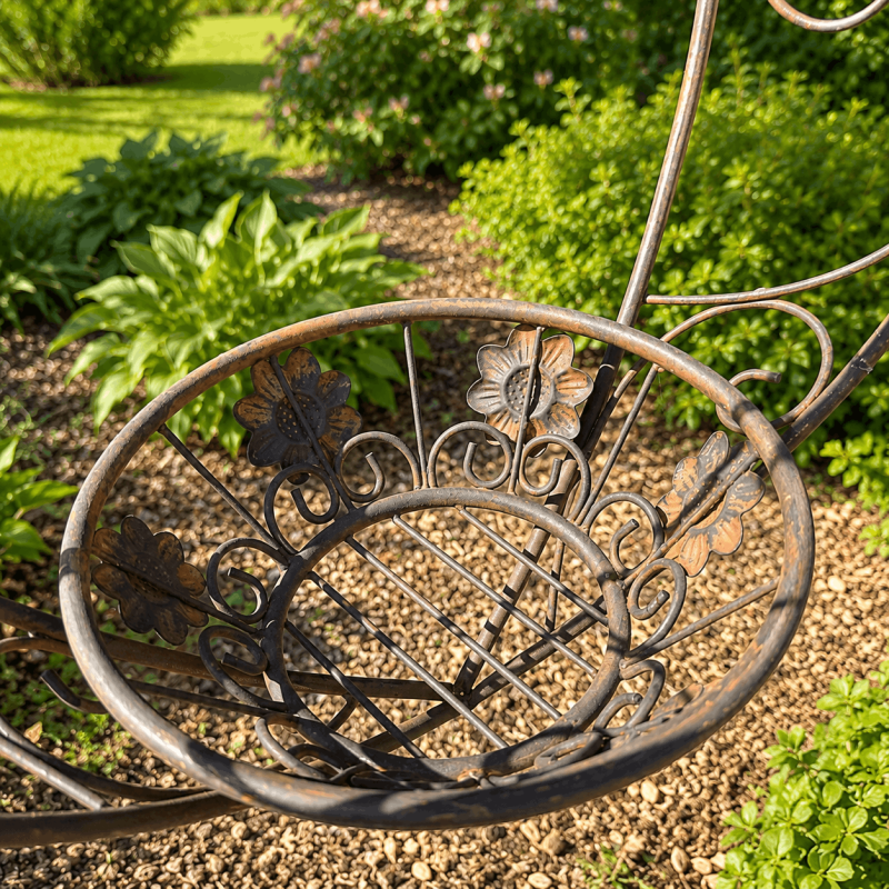 Verzierter Metallkorb der herzförmigen Blumenampel