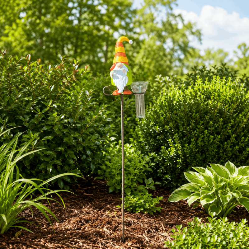 Dekorativer Zwerg-Regenmesser für den Garten mit Metallspieß