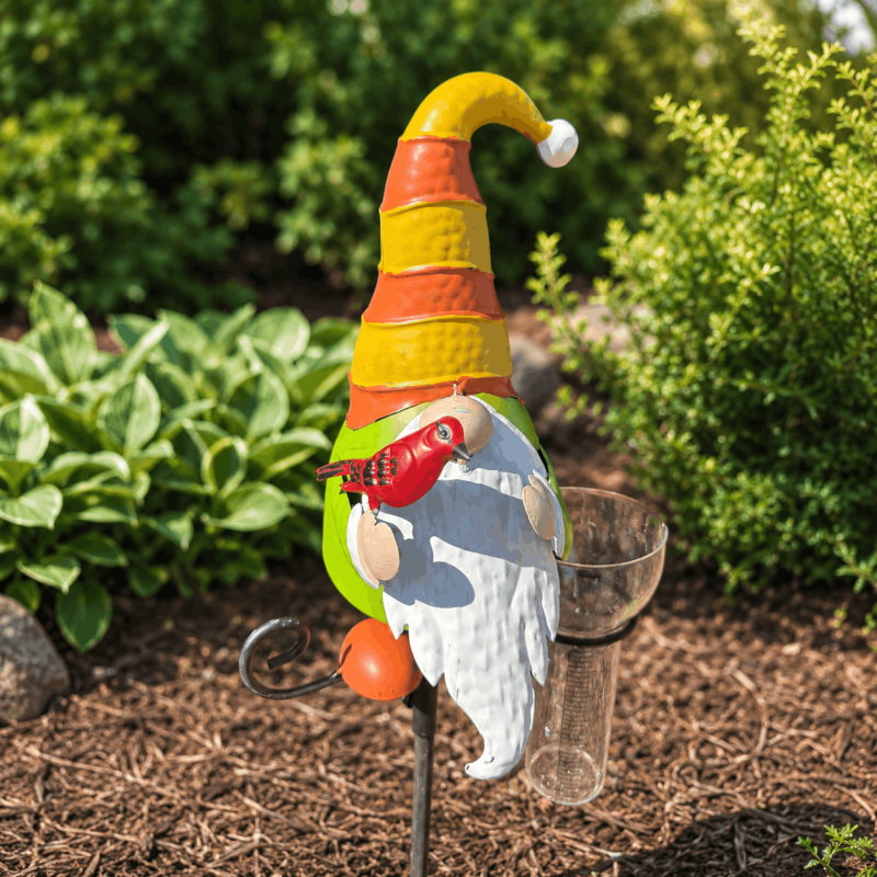 Dekorativer Gartenzwerg-Regenmesser mit Erdspieß