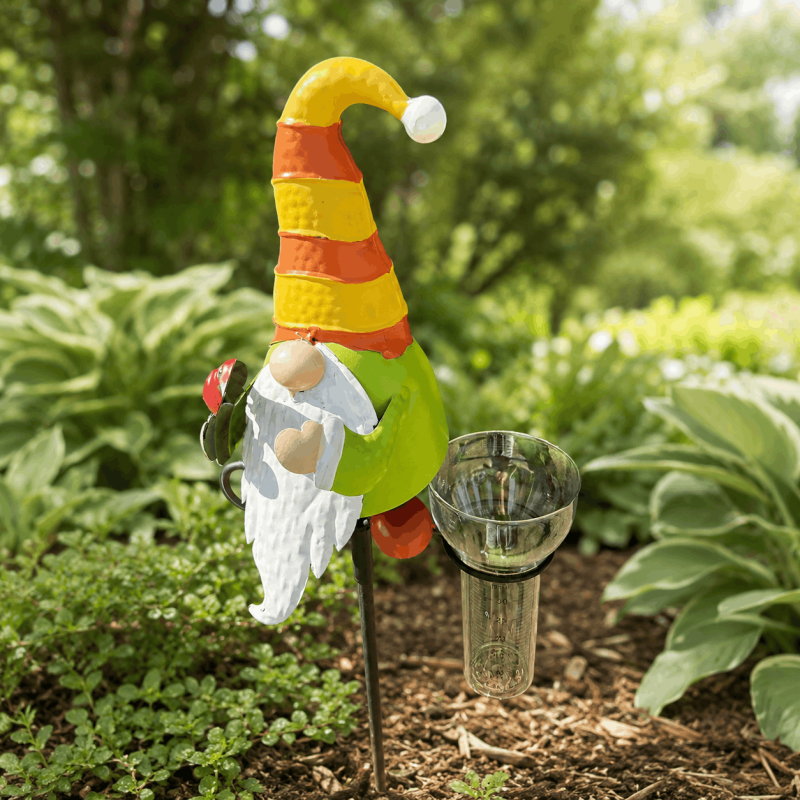 Dekorativer Gartenzwerg-Regenmesser mit Erdspieß