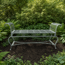 Zweisitzer-Gartenbank aus patiniertem Metall