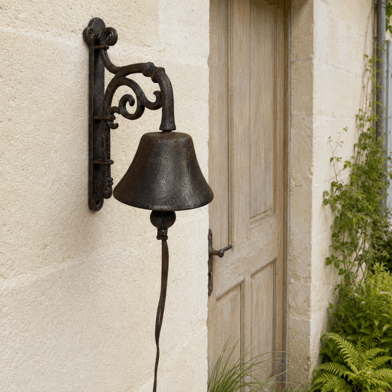 Klassische Wandglocke aus braunem Gusseisen